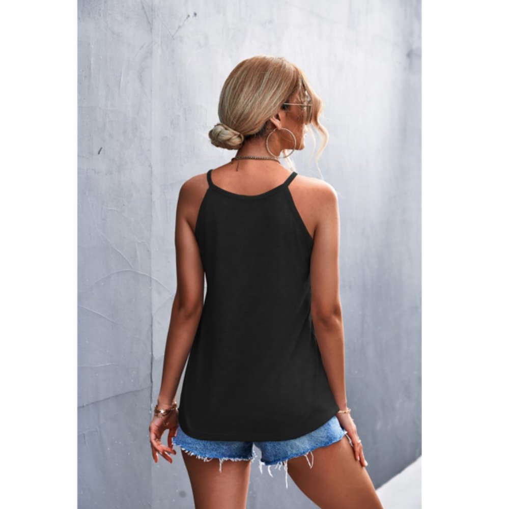 Quarter-Button Round Neck Cami - Picture 8 of 8